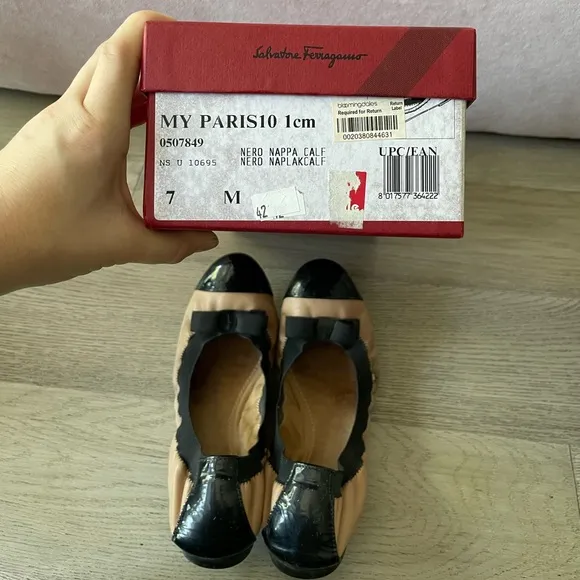 Ferragamo Color Block Nude Ballet Flats