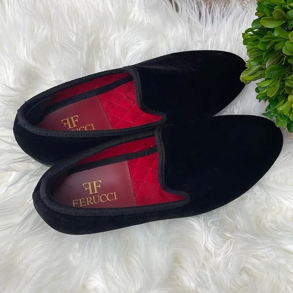 Ferucci Velvet Formal Wedding Party Special Occasion Black Tuxedo Loafers Sz. 5