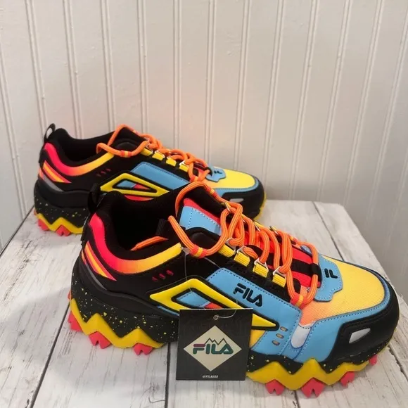 FILA Multicolor Chunky Trail Sneakers Colorful Hiking Shoes  Size US 6