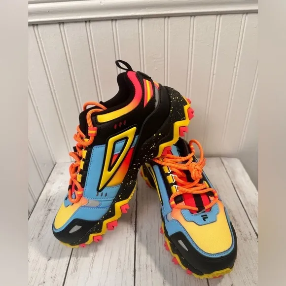 FILA Multicolor Chunky Trail Sneakers Colorful Hiking Shoes  Size US 6