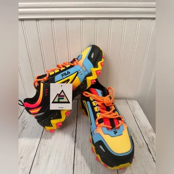 FILA Multicolor Chunky Trail Sneakers Colorful Hiking Shoes  Size US 6