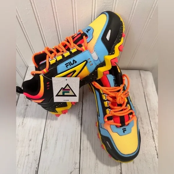 FILA Multicolor Chunky Trail Sneakers Colorful Hiking Shoes  Size US 6