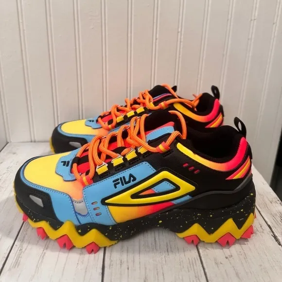 FILA Multicolor Chunky Trail Sneakers Colorful Hiking Shoes  Size US 6