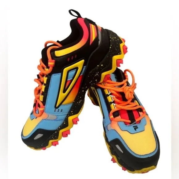 FILA Multicolor Chunky Trail Sneakers Colorful Hiking Shoes  Size US 6