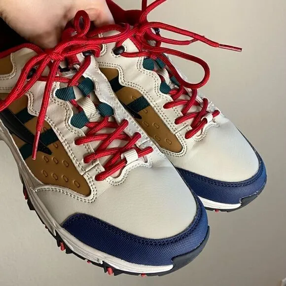 Fila Ray Tracer Leather Cream Blue Sneakers Size 8