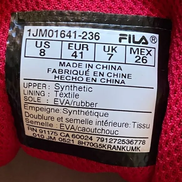 Fila Ray Tracer Leather Cream Blue Sneakers Size 8