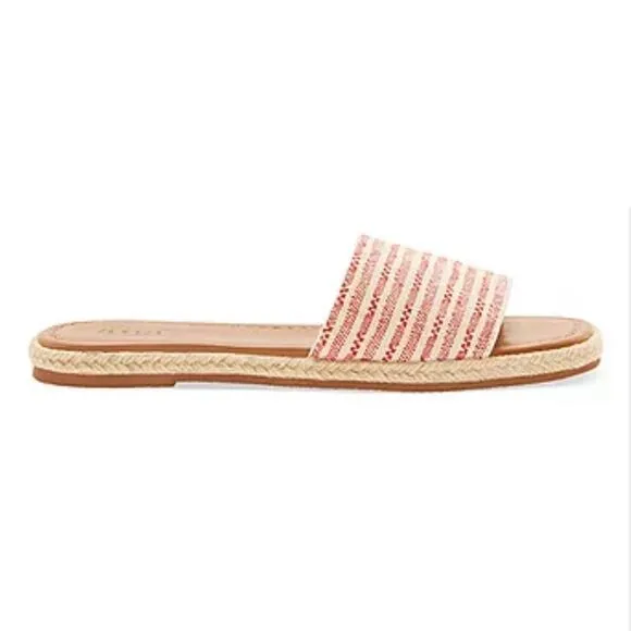 flat band sandals tan red and white size 7