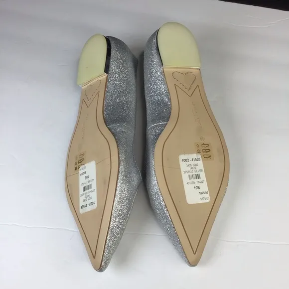 FLAWED Sophia Webster Silver Glitter Bibi Butterfly Flats Size EU 40.