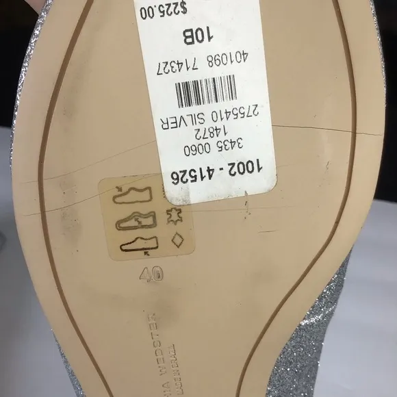 FLAWED Sophia Webster Silver Glitter Bibi Butterfly Flats Size EU 40.