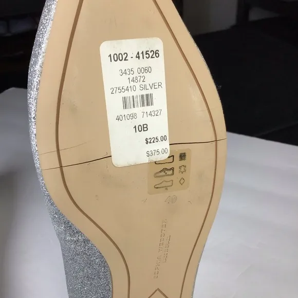 FLAWED Sophia Webster Silver Glitter Bibi Butterfly Flats Size EU 40.