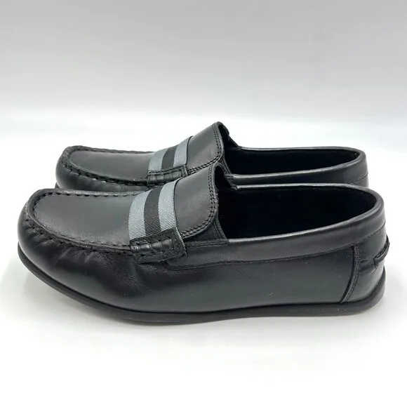 Florsheim Boys Kids Size 3 Jasper Jr Black Leather Slip On Dress Shoes New