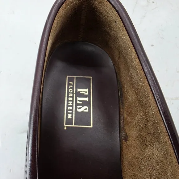 FLORSHEIM FLS Mens  Burgundy Brown Classic Beefroll Penny Loafers Sz 11 EEE