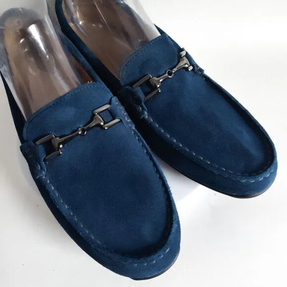 Footjoy Loafers Mens Size 8 M Cobalt Blue Suede Golf Club Casual Horse Bit 79062