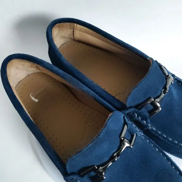 Footjoy Loafers Mens Size 8 M Cobalt Blue Suede Golf Club Casual Horse Bit 79062