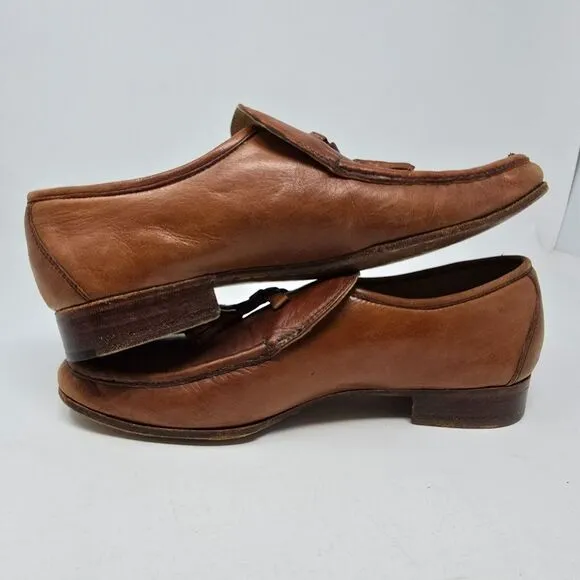 Footjoy Vintage‎ Made in Italy Men's Size 9E Brown Tassel Loafers Dress Shoes