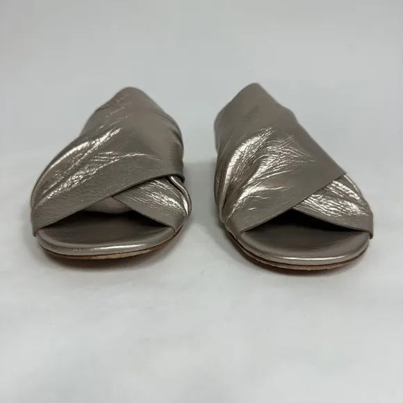 Forte Forte Flat Sandal Silver Gold Lamé Slip On Slides Metallic  38 $440