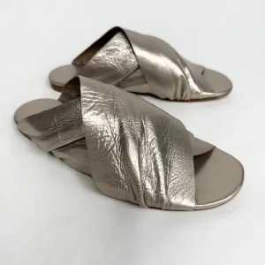 Forte Forte Flat Sandal Silver Gold Lamé Slip On Slides Metallic  38 $440