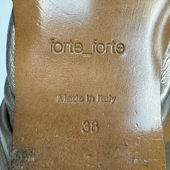 Forte Forte Flat Sandal Silver Gold Lamé Slip On Slides Metallic  38 $440