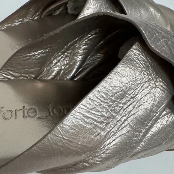 Forte Forte Flat Sandal Silver Gold Lamé Slip On Slides Metallic  38 $440