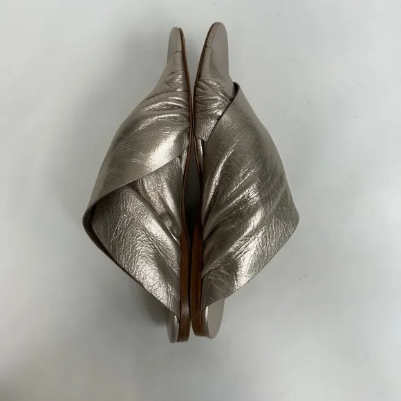 Forte Forte Flat Sandal Silver Gold Lamé Slip On Slides Metallic  38 $440