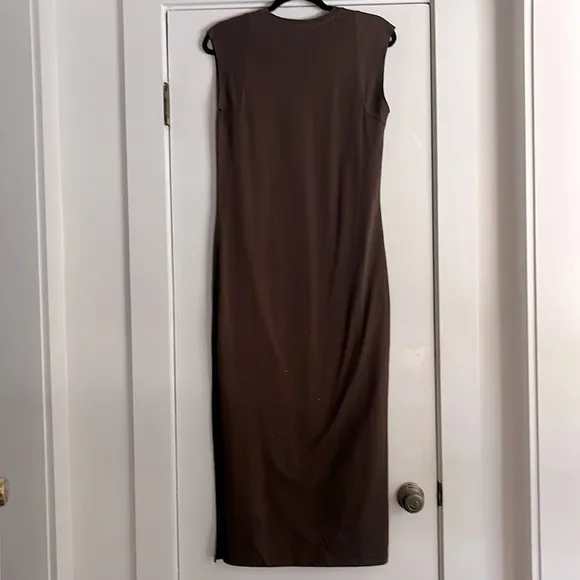 Frame Cap Sleeve Crew Neck Midi Dress in Mahogany Brown  Size XS