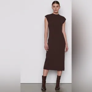 Frame Cap Sleeve Crew Neck Midi Dress in Mahogany Brown  Size XS