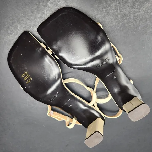 Frame sandals women's 8.5 cream leather Le Brexton strappy dainty heel new $398