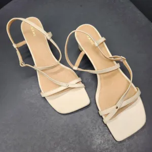 Frame sandals women's 8.5 cream leather Le Brexton strappy dainty heel new $398