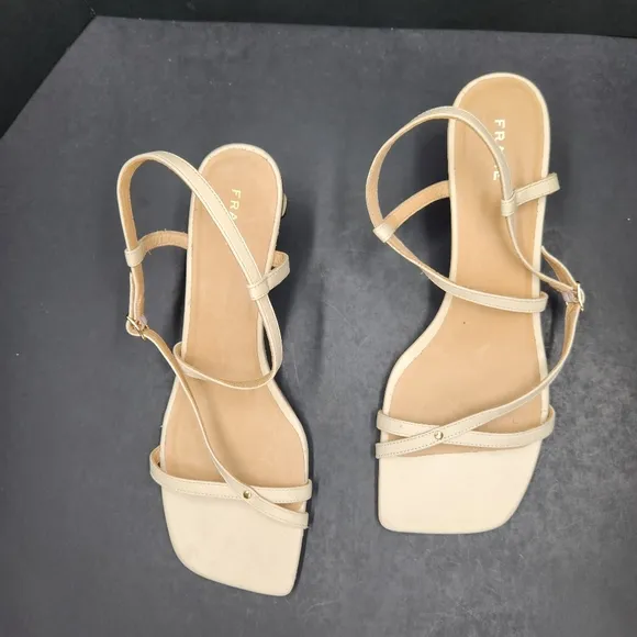 Frame sandals women's 8.5 cream leather Le Brexton strappy dainty heel new $398