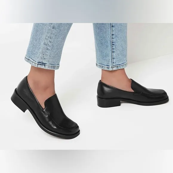 Franco Sarto Women's Bocca Slip-On Loafer in Black Leather.