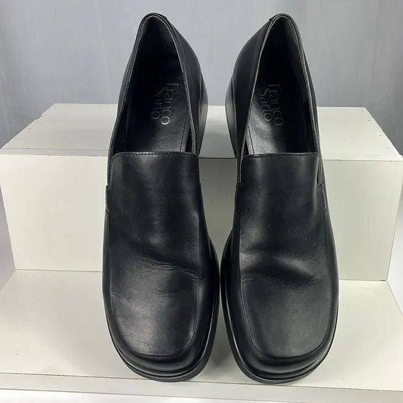 Franco Sarto Women's Bocca Slip-On Loafer in Black Leather.