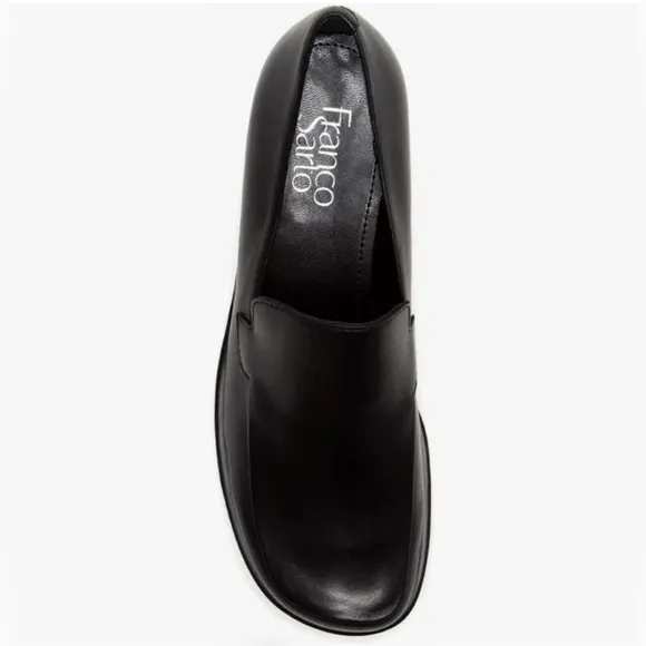 Franco Sarto Women's Bocca Slip-On Loafer in Black Leather.