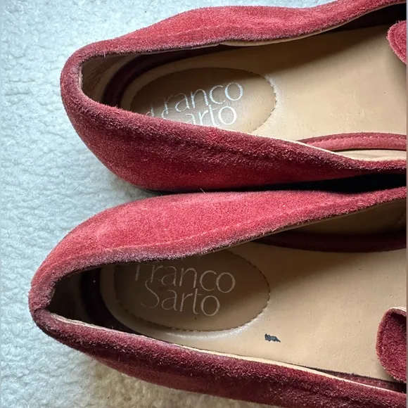 Franco Sarto womens red burgundy wine suede leather flats loafers classic 9
