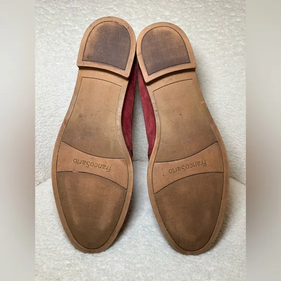 Franco Sarto womens red burgundy wine suede leather flats loafers classic 9