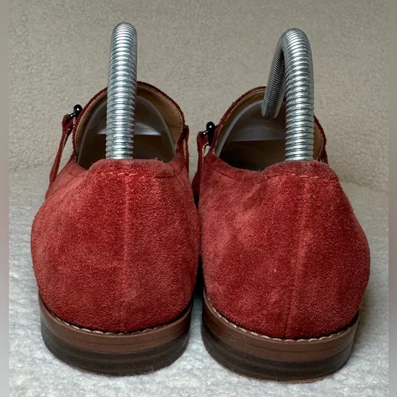 Franco Sarto womens red burgundy wine suede leather flats loafers classic 9