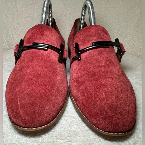 Franco Sarto womens red burgundy wine suede leather flats loafers classic 9