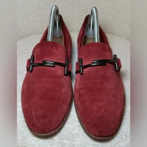 Franco Sarto womens red burgundy wine suede leather flats loafers classic 9