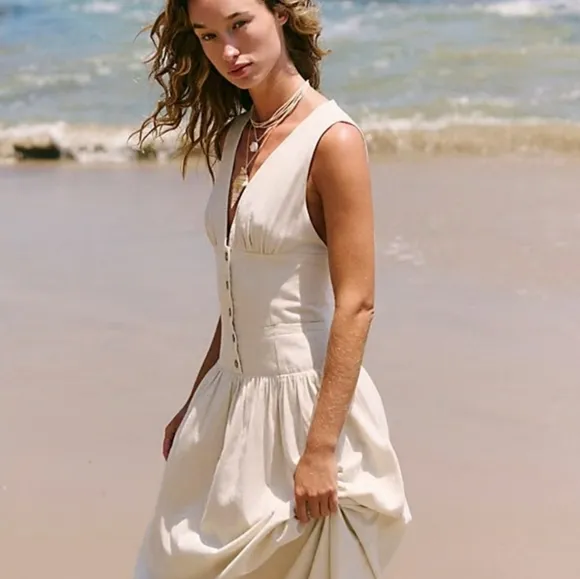 Free People Beach Neutral Best Dressed Midi by free-est Sz S NWT