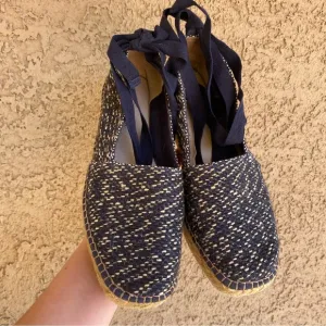 Free People Blue Galapagos Lace Up Ankle Wrap Platform Espadrilles Size 8.5
