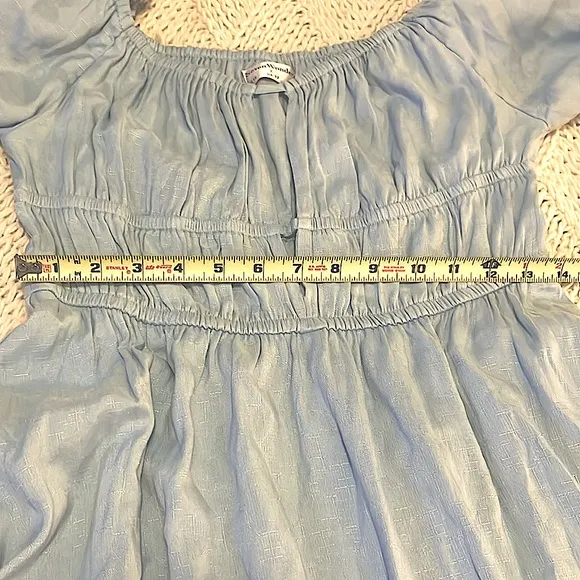 Free People Blue Puffy Sleeve Mini Dress by Seven Wonders 8 (L)