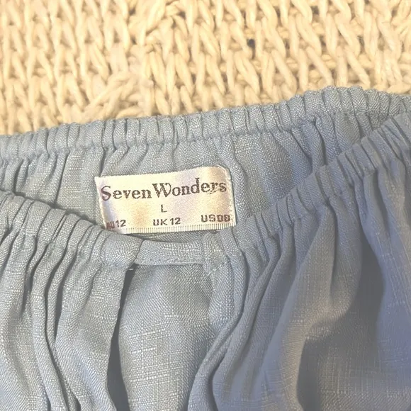 Free People Blue Puffy Sleeve Mini Dress by Seven Wonders 8 (L)