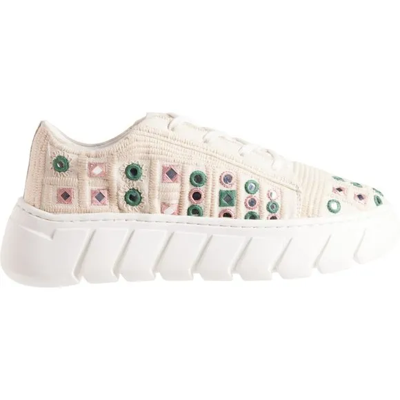 FREE PEOPLE Catch Me If You Can Crochet Sneakers  White Mirror Combo  397S0
