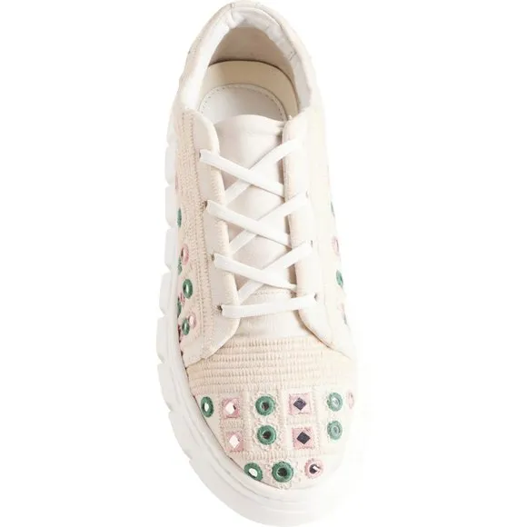 FREE PEOPLE Catch Me If You Can Crochet Sneakers  White Mirror Combo  397S0