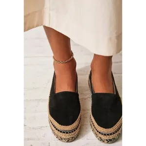 Free People Eden Double Stack Espadrilles in Black, Size 41 (US Size 10) NEW