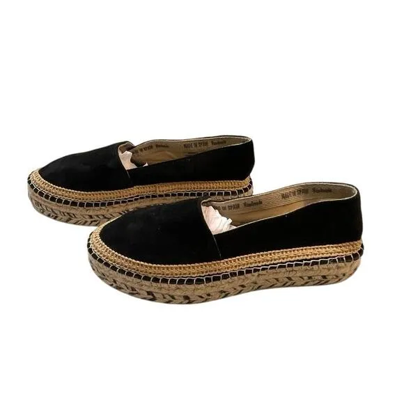 Free People Eden Double Stack Espadrilles in Black, Size 41 (US Size 10) NEW