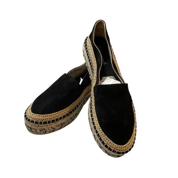 Free People Eden Double Stack Espadrilles in Black, Size 41 (US Size 10) NEW