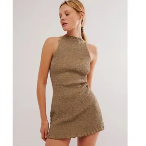 Free People Iyla Smocked Min Dress in Ground Coriander
