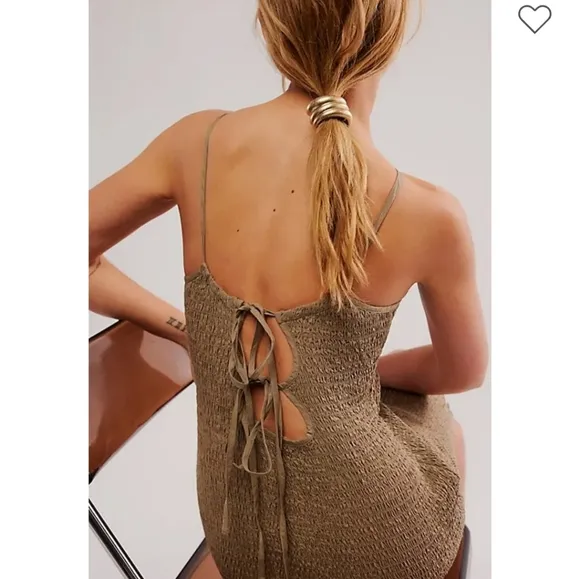Free People Iyla Smocked Min Dress in Ground Coriander