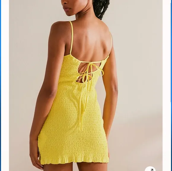 Free People Iyla Smocked Mini Dress in Blazing Yellow