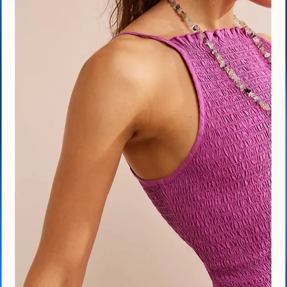 Free People Iyla Smocked Mini Dress in Radiant Orchid